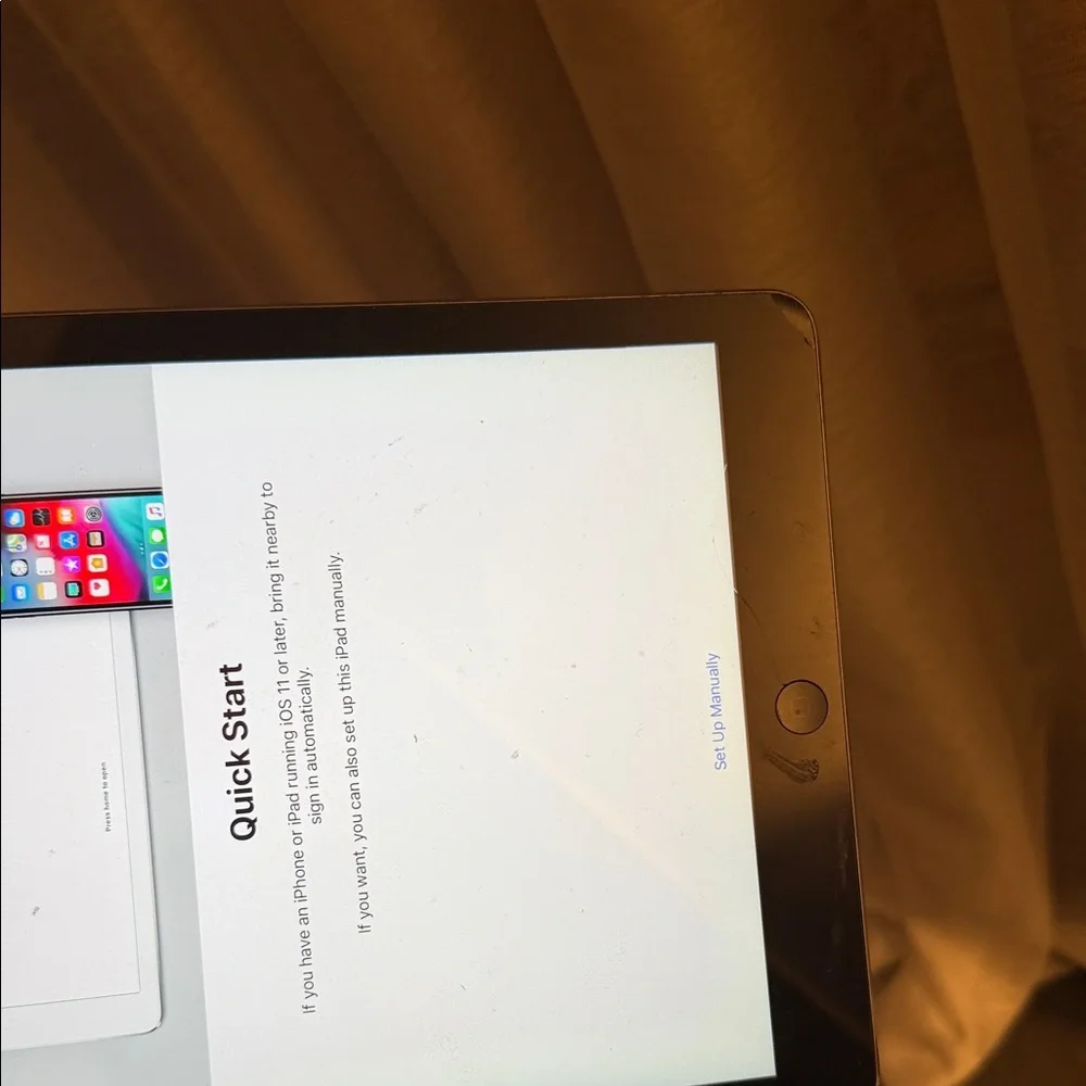 Just part blocked Apple Tablet with Black Frame